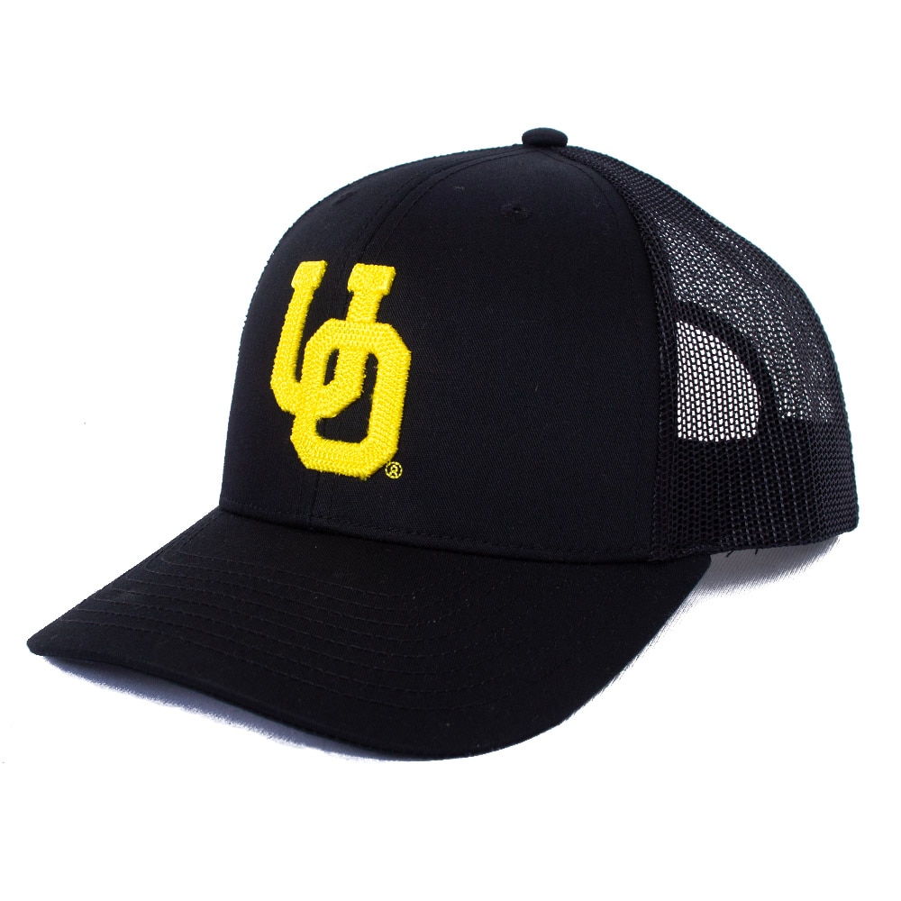 Interlocking UO, Richardson, Black, Trucker, Cotton Blend, Accessories, Unisex, 112, Mesh, Adjustable, Hat, 960294